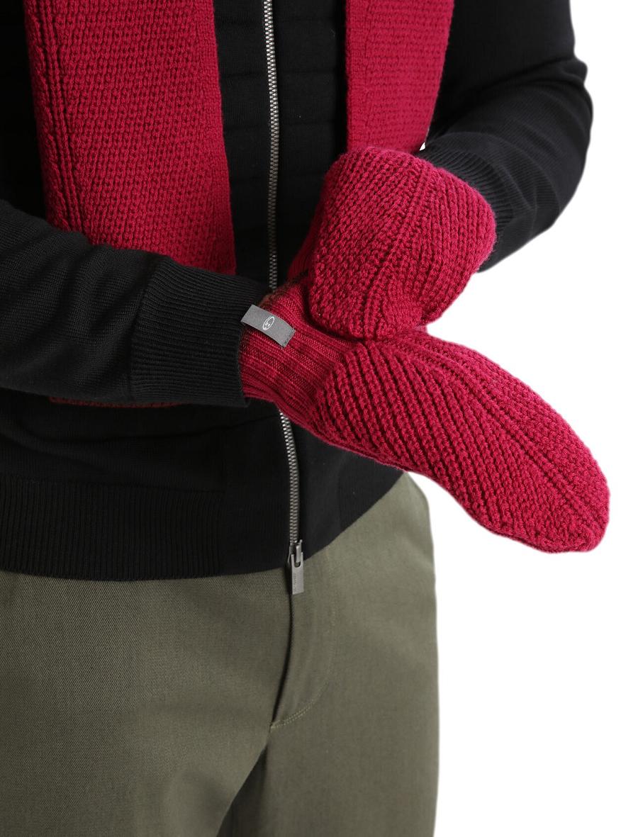 Cherry / Espresso Icebreaker Unisex Merino Waypoint Mittens Women's Gloves | AU 1504ZUTG